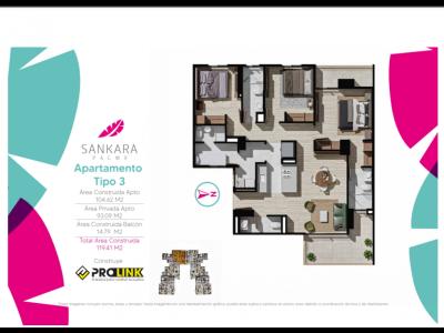 Apartamento en Venta en Barranquilla en Sankara Palms, 119 mt2, 3 habitaciones