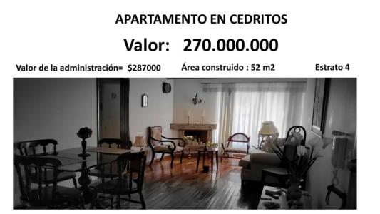 Apartamento En Venta En Bogota En Cedritos Usaquen V49651, 52 mt2, 2 habitaciones