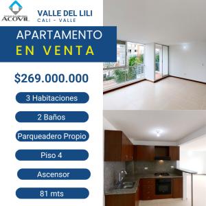 Apartamento En Venta En Cali En Valle Del Lili V133734, 81 mt2, 3 habitaciones