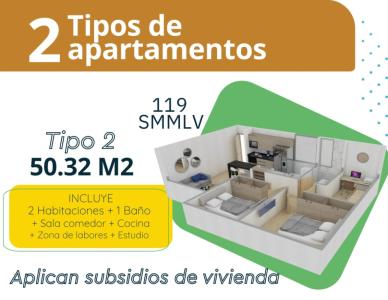 Apartamento En Venta En Cartagena V121636, 50 mt2, 2 habitaciones