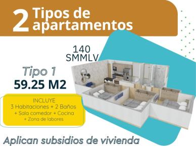 Apartamento En Venta En Cartagena V121637, 59 mt2, 3 habitaciones