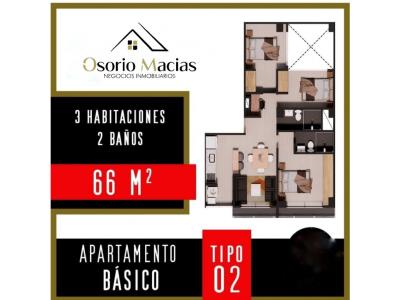 Venta de apartamento en Villamaria, 66 mt2, 3 habitaciones
