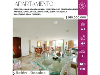 Apartamento en venta belén rosales medellín, 190 mt2, 5 habitaciones