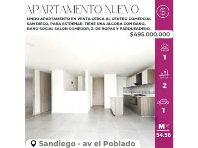 Apartamento para estrenar Sandiego - av el Poblado, 54 mt2, 1 habitaciones