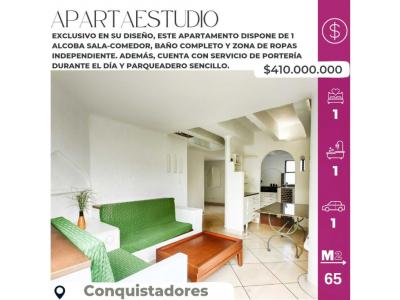 Apataestudio en venta en Conquistadores Medellín, 65 mt2, 1 habitaciones