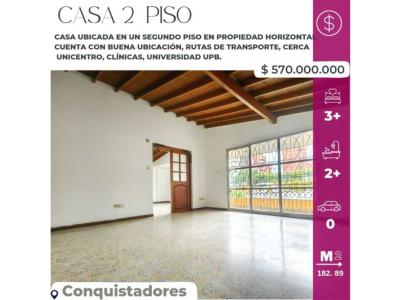 Casa en venta 2 piso en conquistadores, 182 mt2, 3 habitaciones