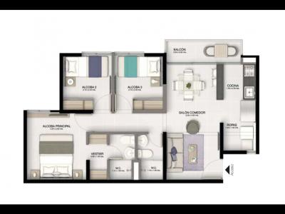 Venta Apartamento Bello Santa Ana  53 M2, 53 mt2, 3 habitaciones