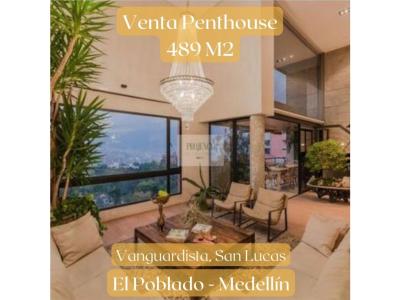 Venta Penthouse  Vanguardista  El Poblado  cerca a San Lucas, 489 mt2, 4 habitaciones