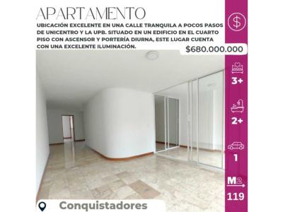 Apartamento en venta en conquistadores medellín, 124 mt2, 3 habitaciones