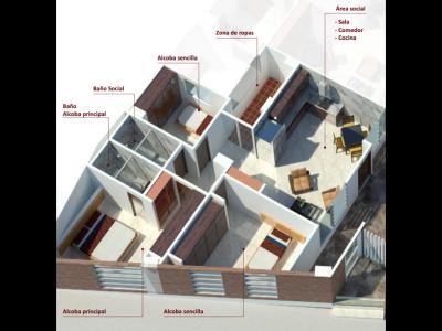 Apartamento sobre planos en el municipio de Marinilla, 68 mt2, 3 habitaciones