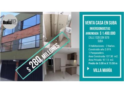 VENTA Casa Villa María - Suba - 97 m2 - 3 Alcobas - 1 Parqueadero, 137 mt2, 3 habitaciones